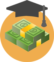 graduation cap and money icon